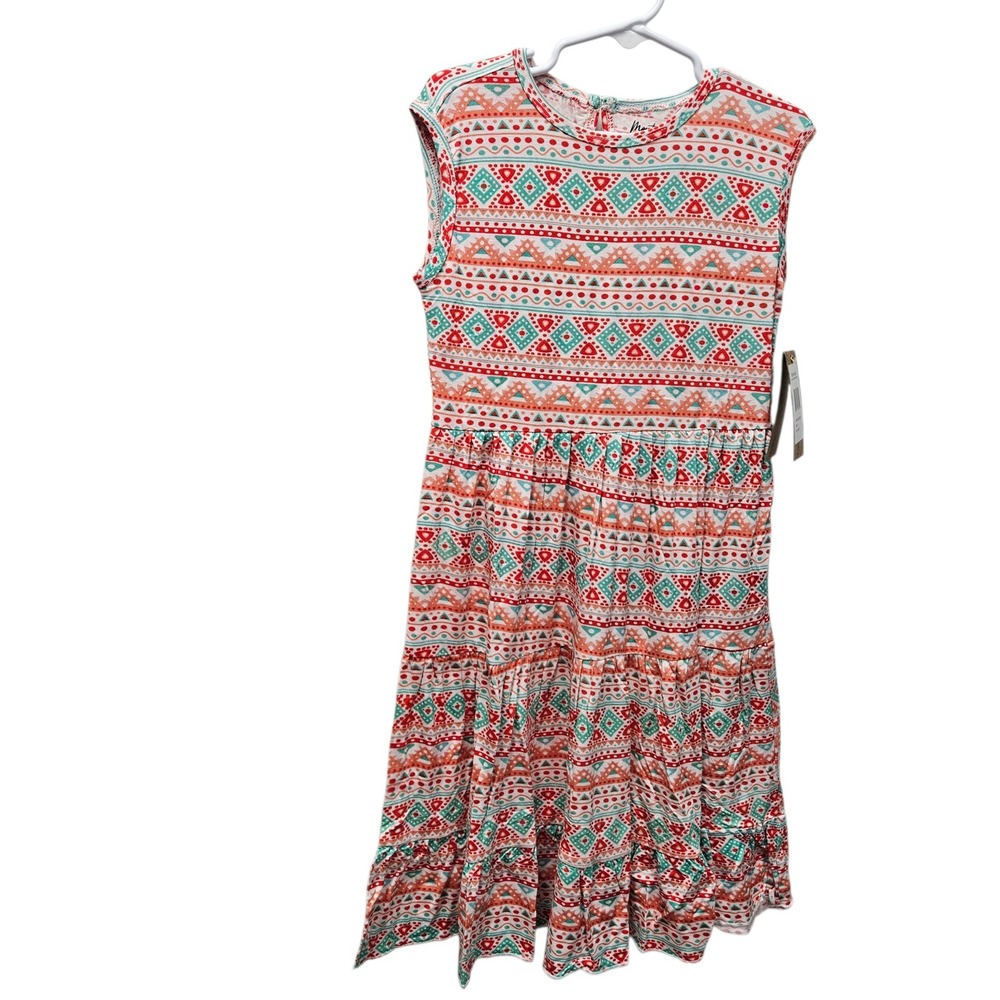 Montana Co Tiered Dress S Geometric Aztec Boho Summer Sleeveless Southwestern